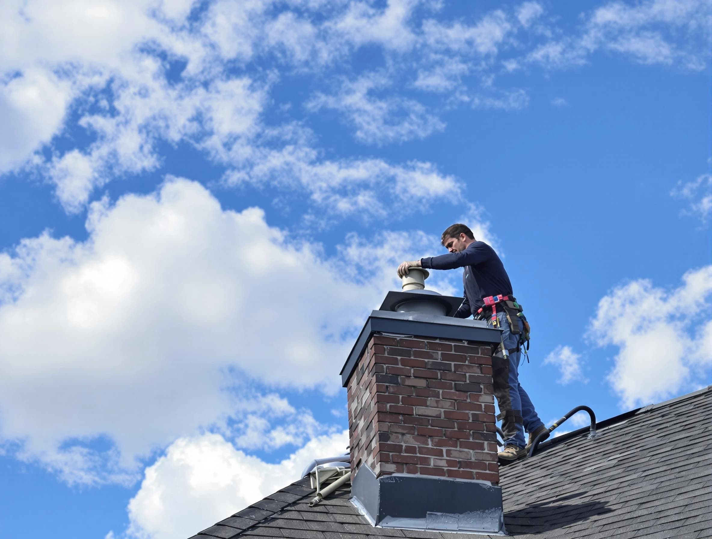 Buford Chimney Sweep installing a sturdy chimney cap in Buford, GA