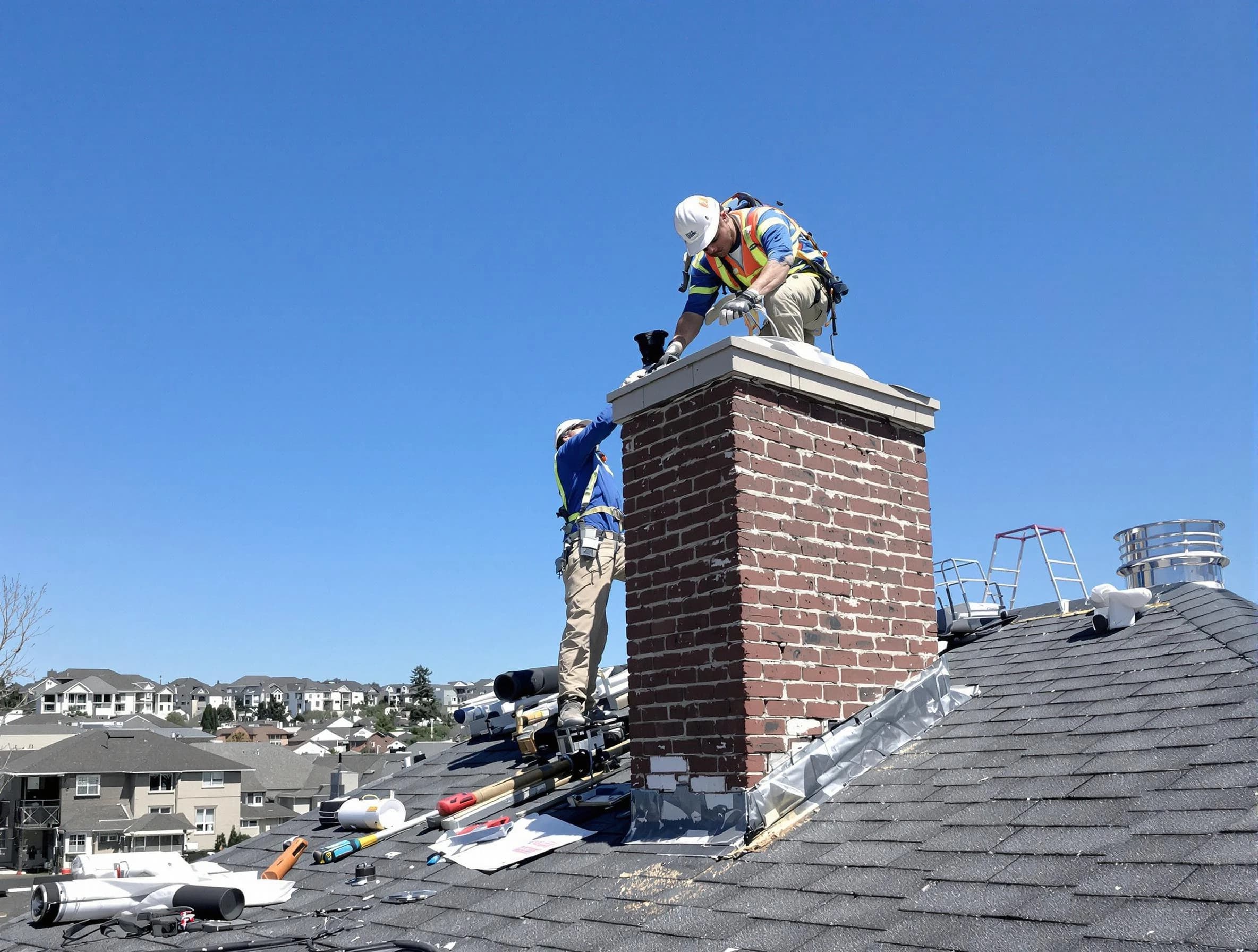 Buford Chimney Sweep repairing a chimney crown in Buford, GA