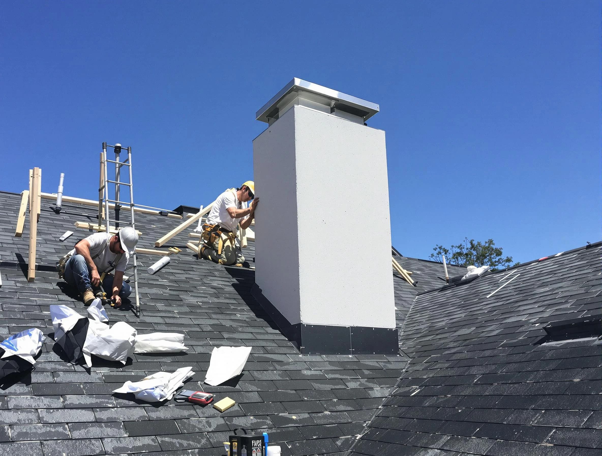 Buford Chimney Sweep crew installing a new chimney in Buford, GA