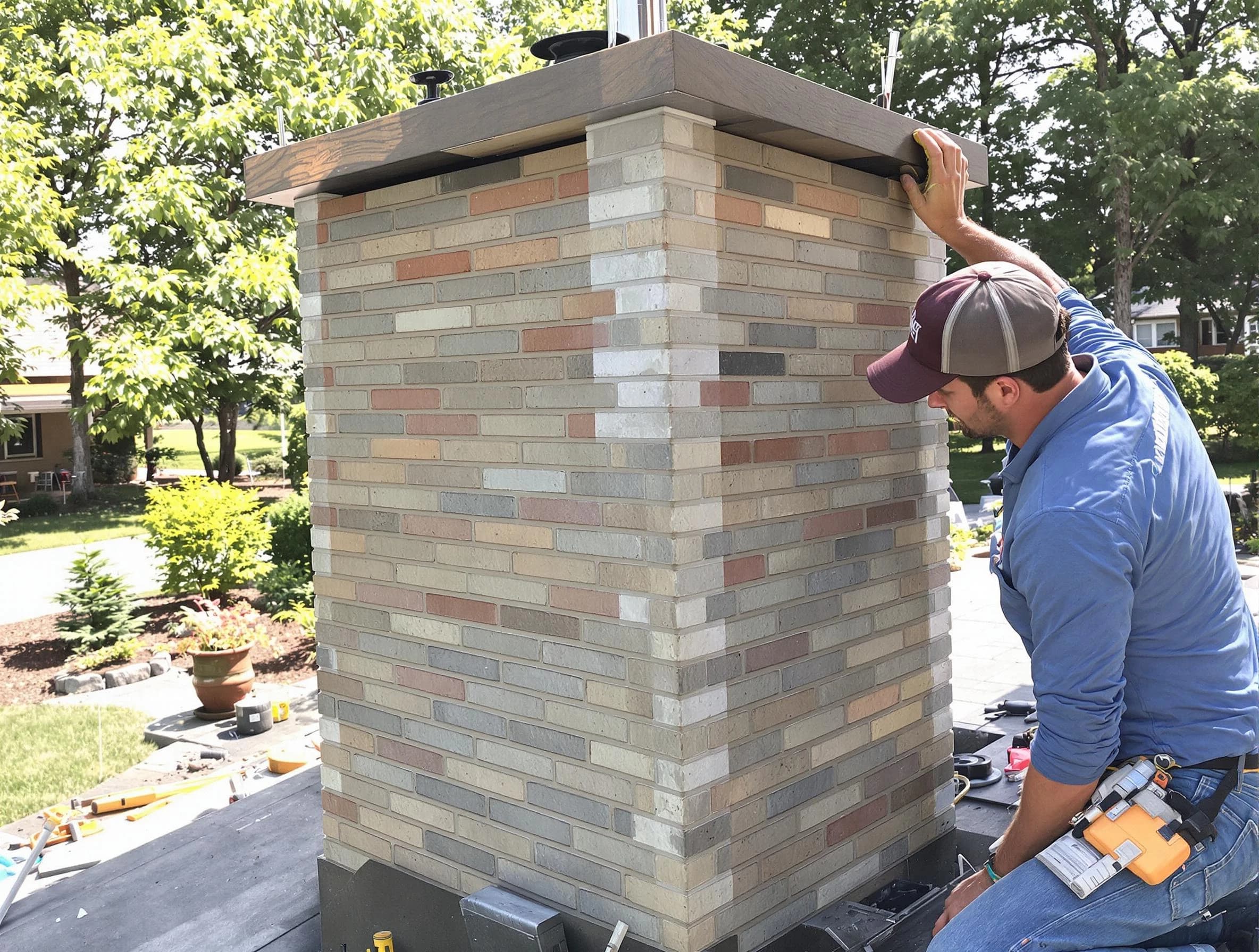 Buford Chimney Sweep completing a modern chimney remodel in Buford, GA