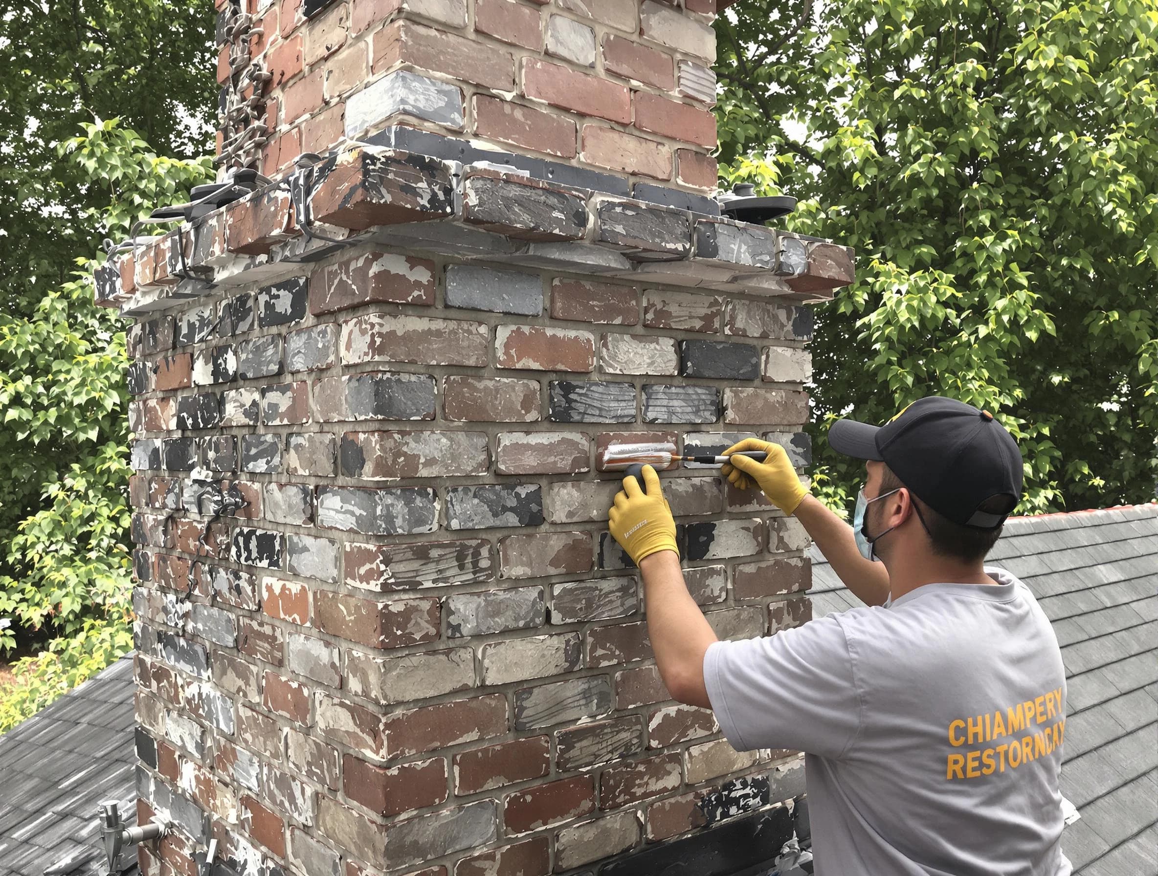 In-progress chimney restoration by Buford Chimney Sweep in Buford, GA