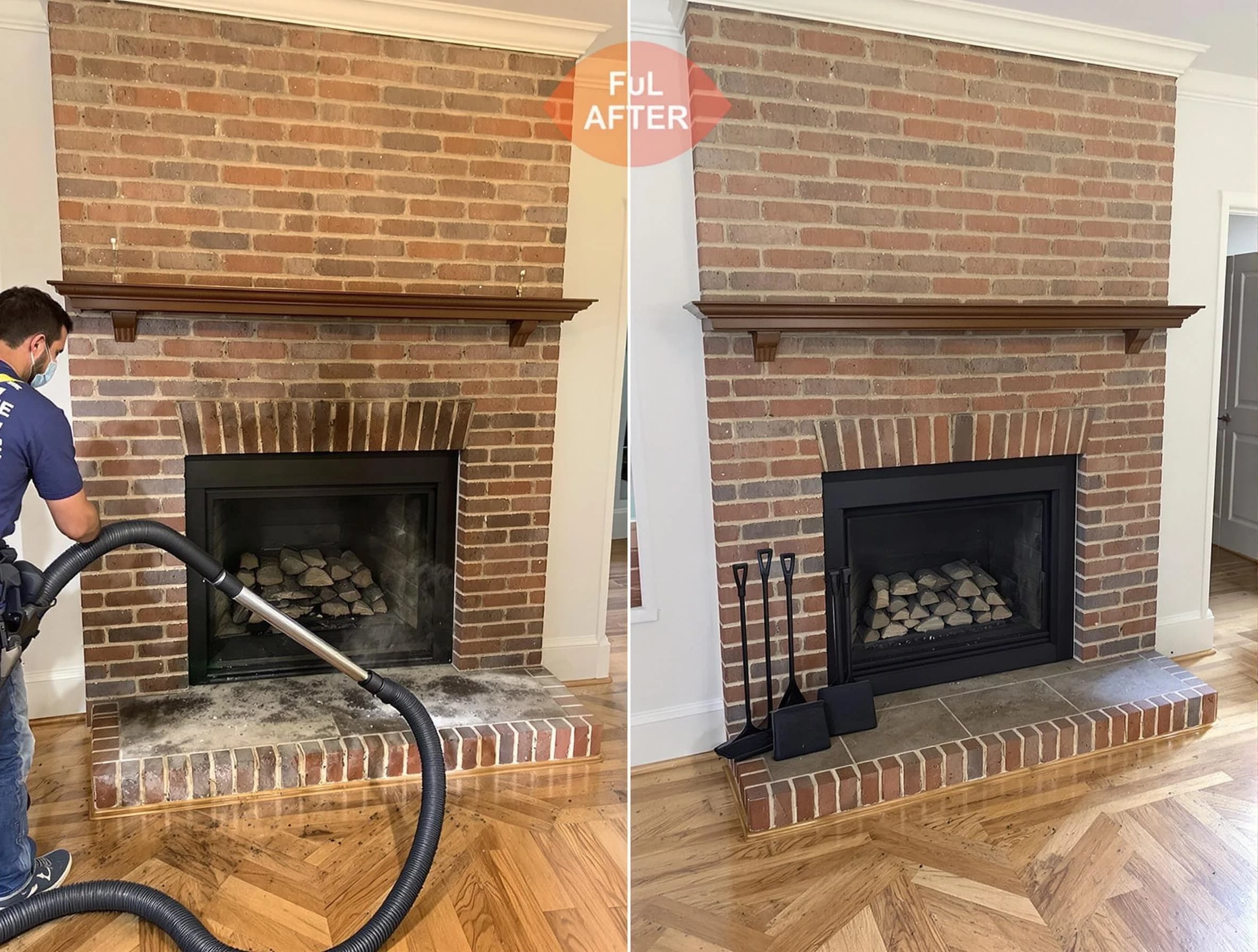 Buford Chimney Sweep carefully sanitizing a fireplace in Buford, GA