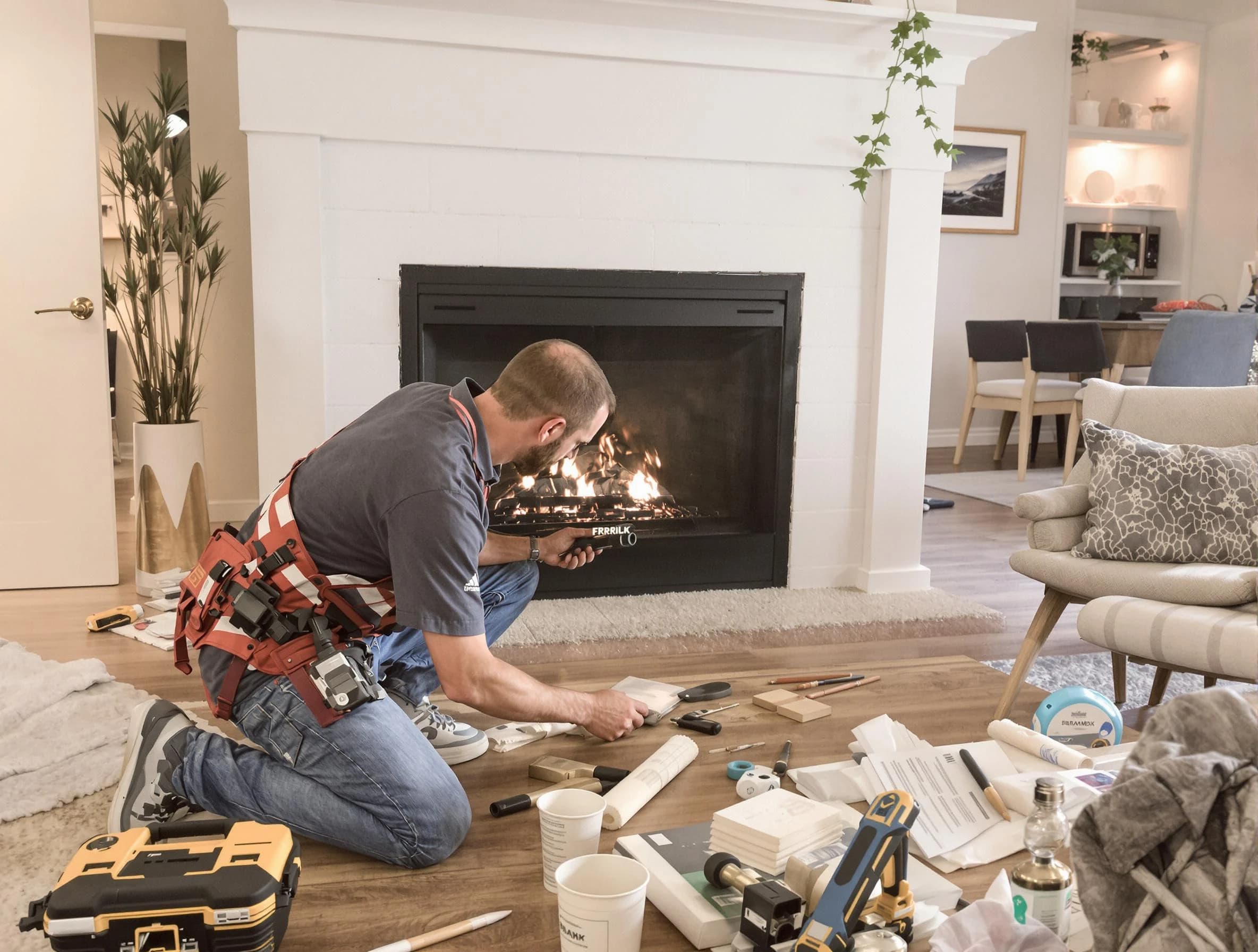 Buford Chimney Sweep performing fireplace repair in Buford, GA