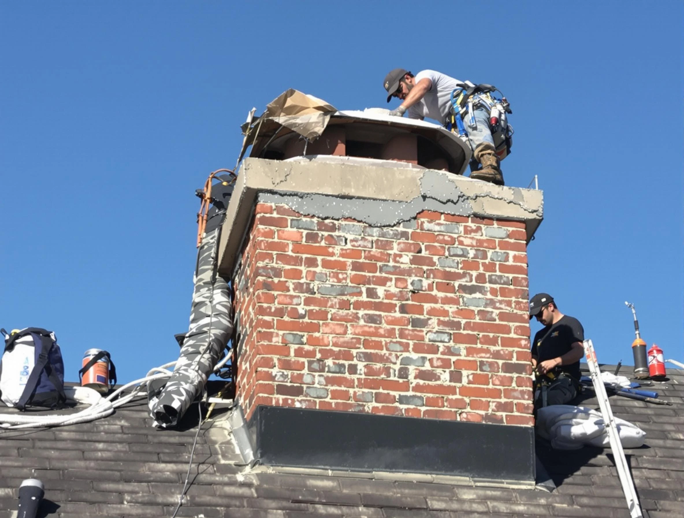 Buford Chimney Sweep installing a custom chimney crown in Buford, GA