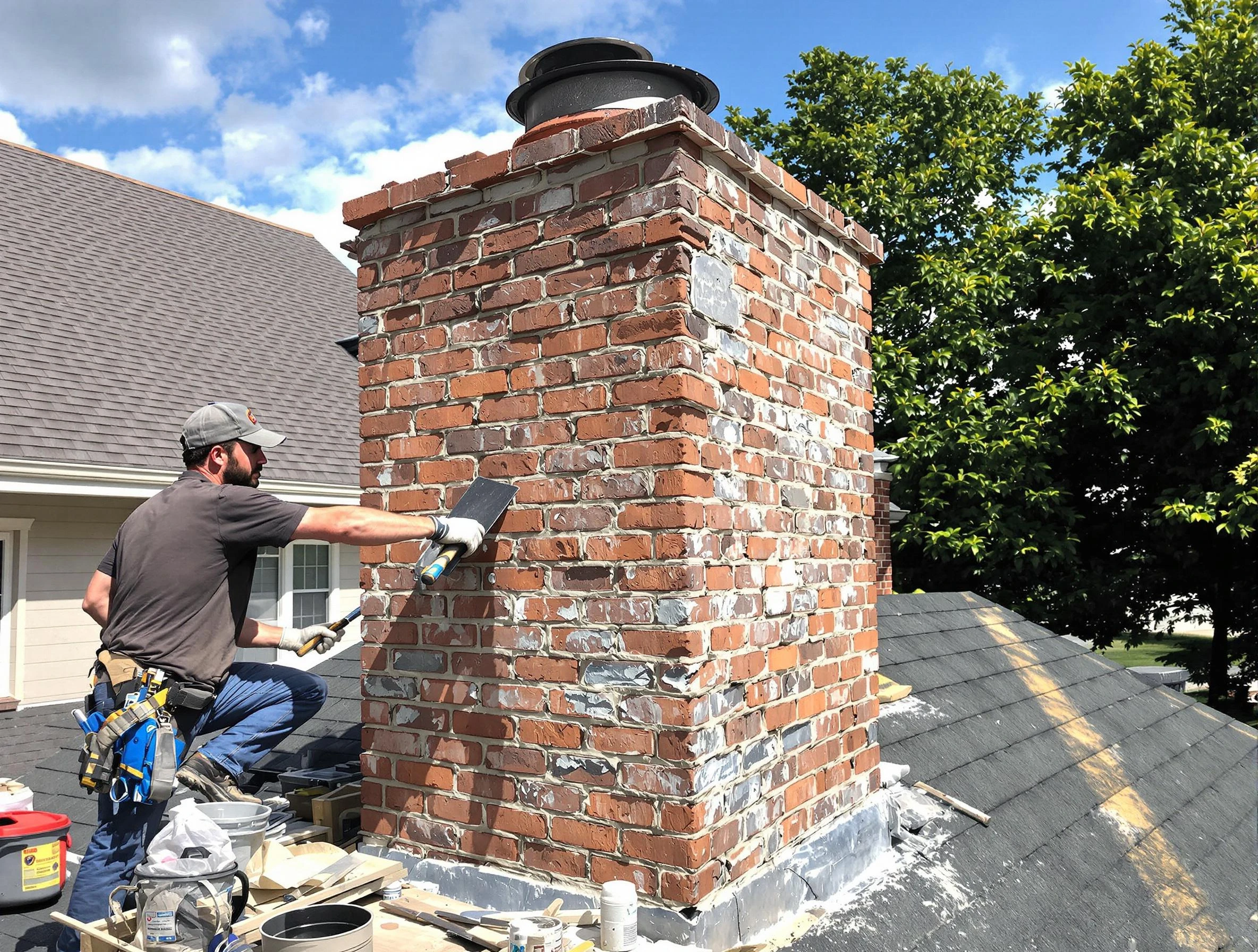 Completed chimney rebuild by Buford Chimney Sweep in Buford, GA