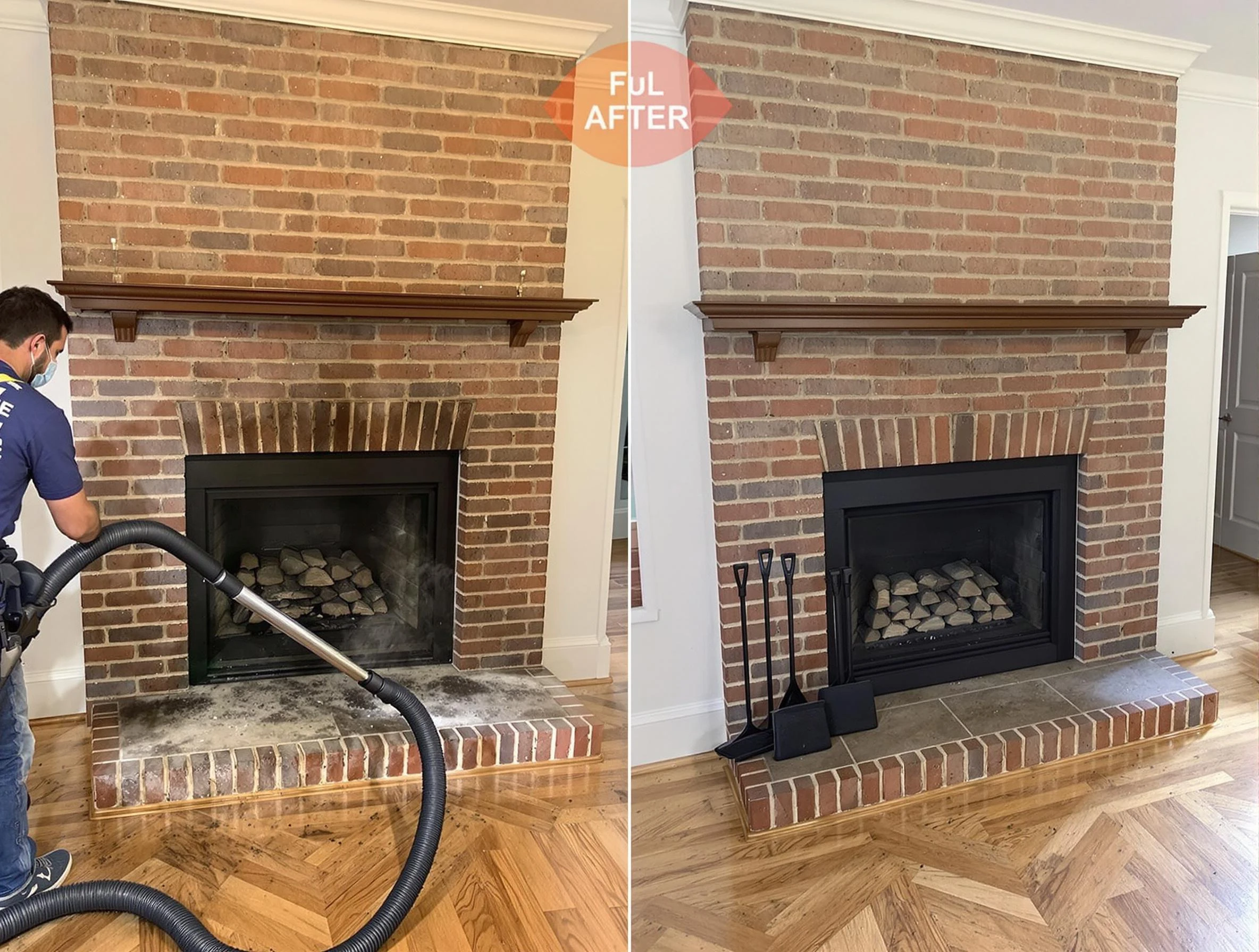 Buford Chimney Sweep carefully sanitizing a fireplace in Buford, GA