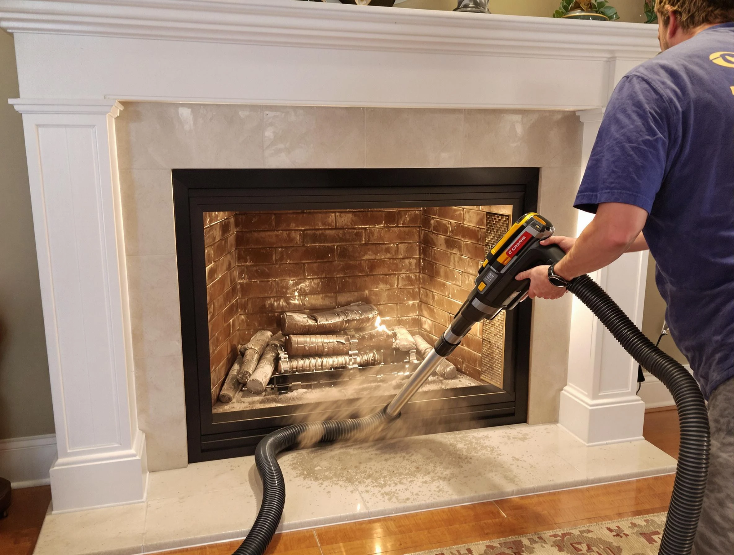 Fireplace cleaning performed by Buford Chimney Sweep in Buford, GA